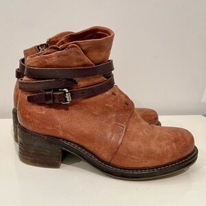 A.S.98 Brown Ankle Boots with Dark Brown Straps